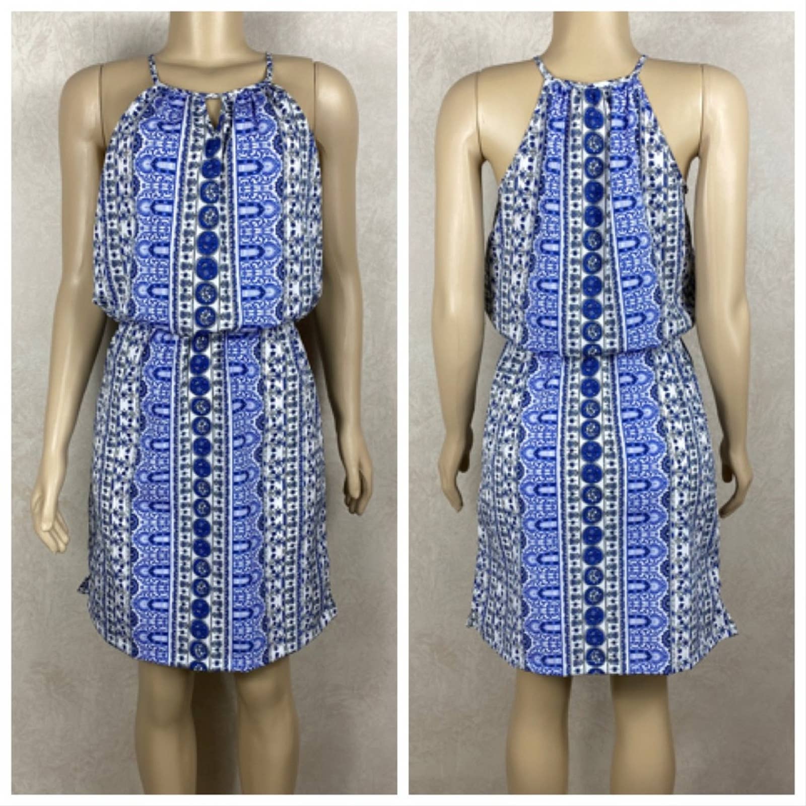 Japna Blue/White Keyhole Summer Dress